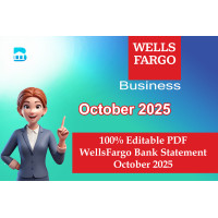 100% Editable PDF WellsFargo Bank Statement October 2025 